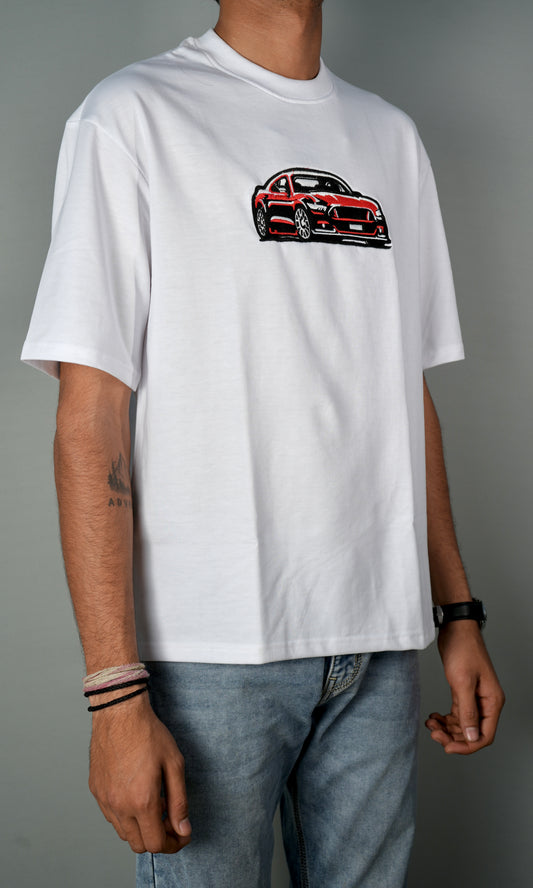 Bloody Mustang Embroidery Oversized T-Shirt
