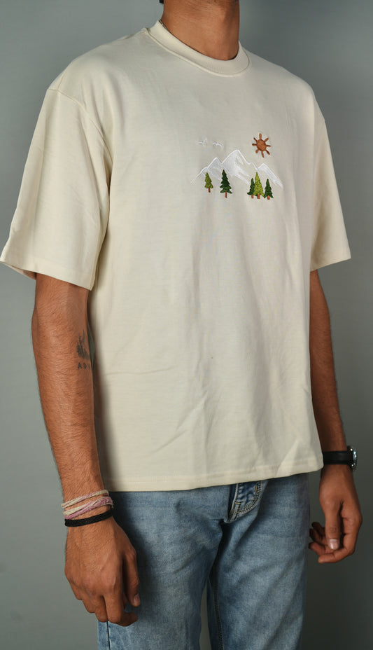 Peace In Nature Embroidery Oversized T-Shirt