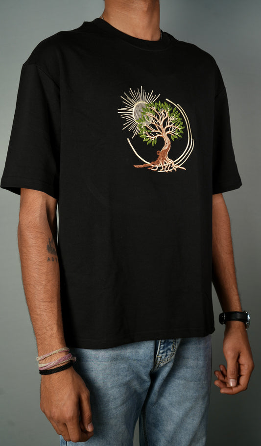 The Golden Tree Embroidery Oversized T-shirt