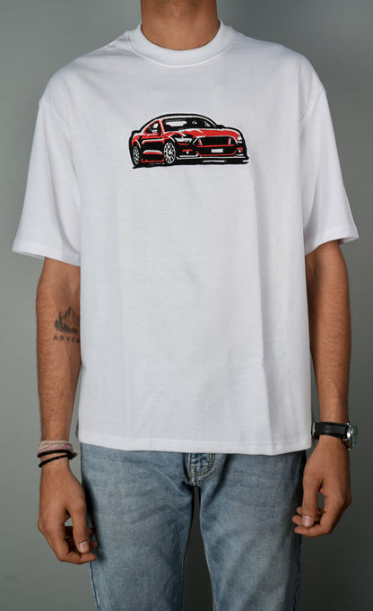 Bloody Mustang Embroidery Oversized T-Shirt