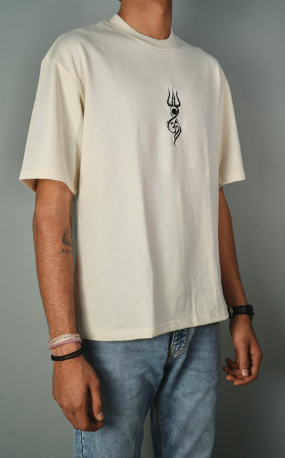 The Sacred Trishul Embroidery Oversized T-shirt