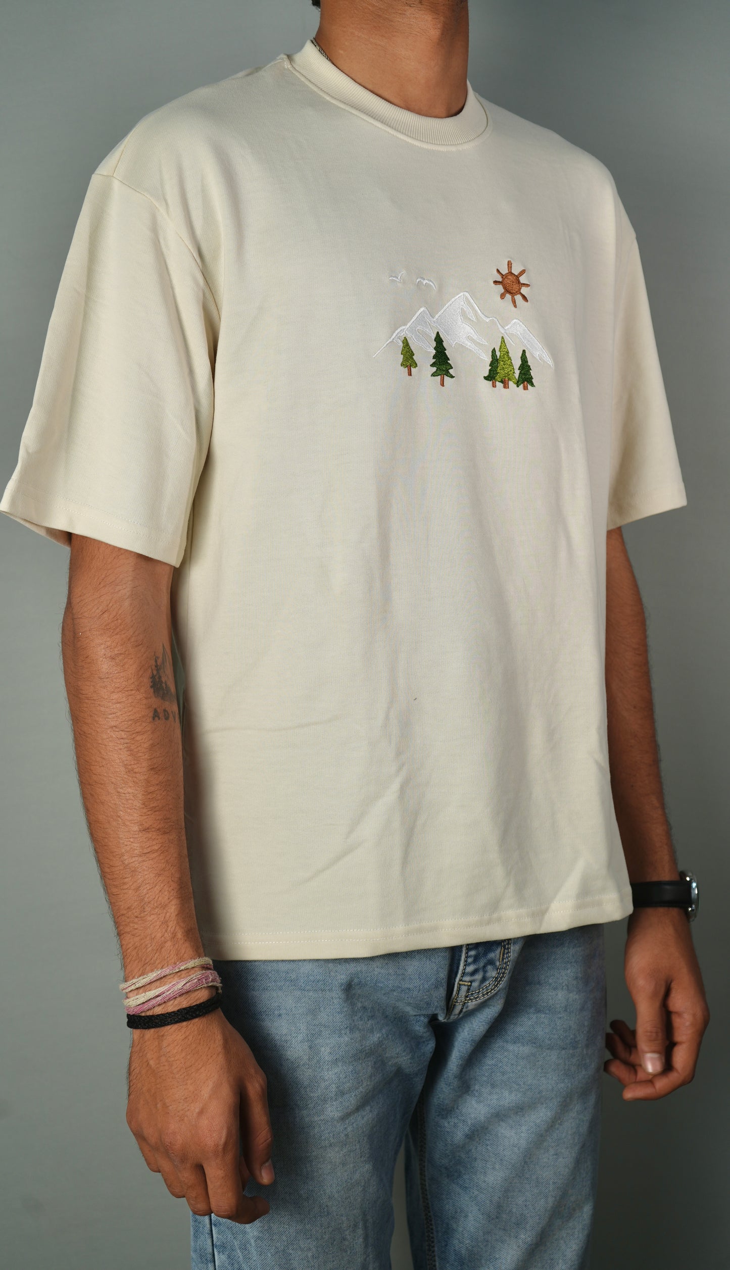 Peace In Nature Embroidery Oversized T-Shirt