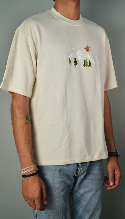 Peace In Nature Embroidery Oversized T-Shirt