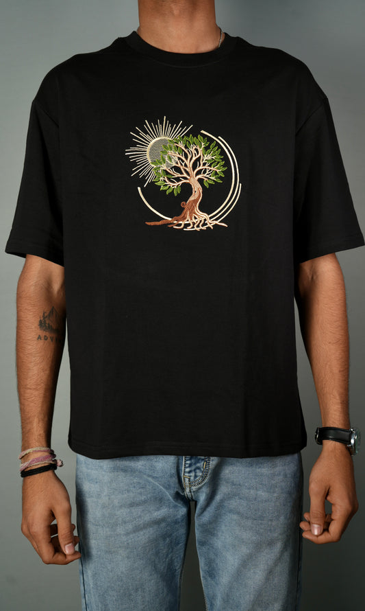 The Golden Tree Embroidery Oversized T-shirt