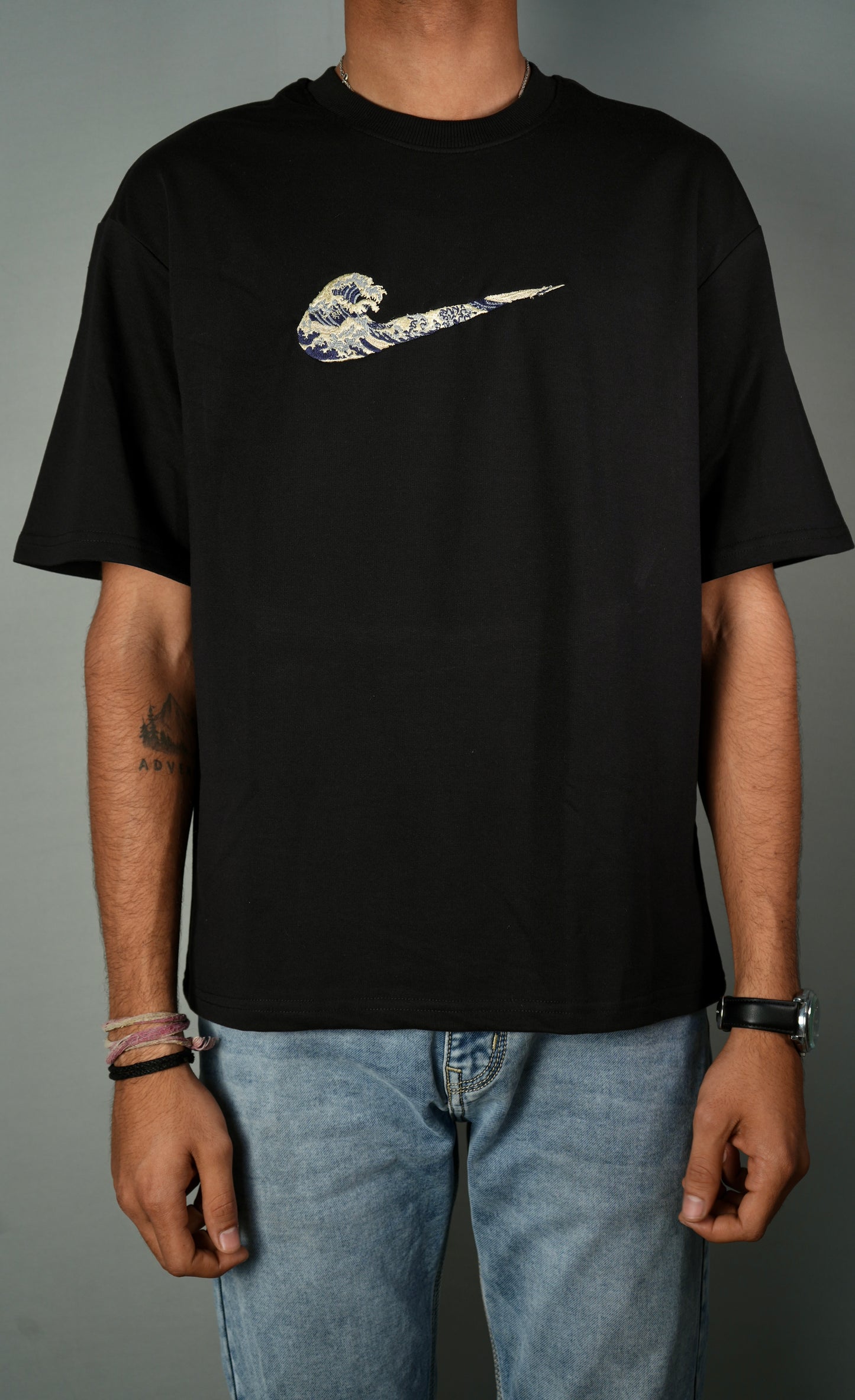 The Rising Waves Embroidery Oversized T-shirt