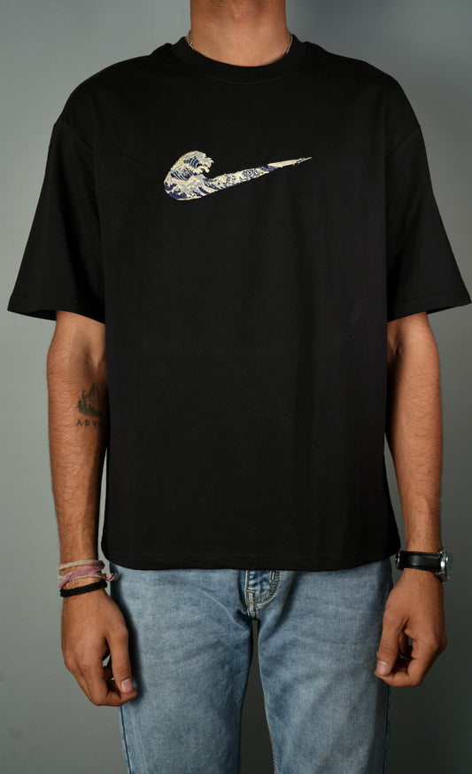 The Rising Waves Embroidery Oversized T-shirt