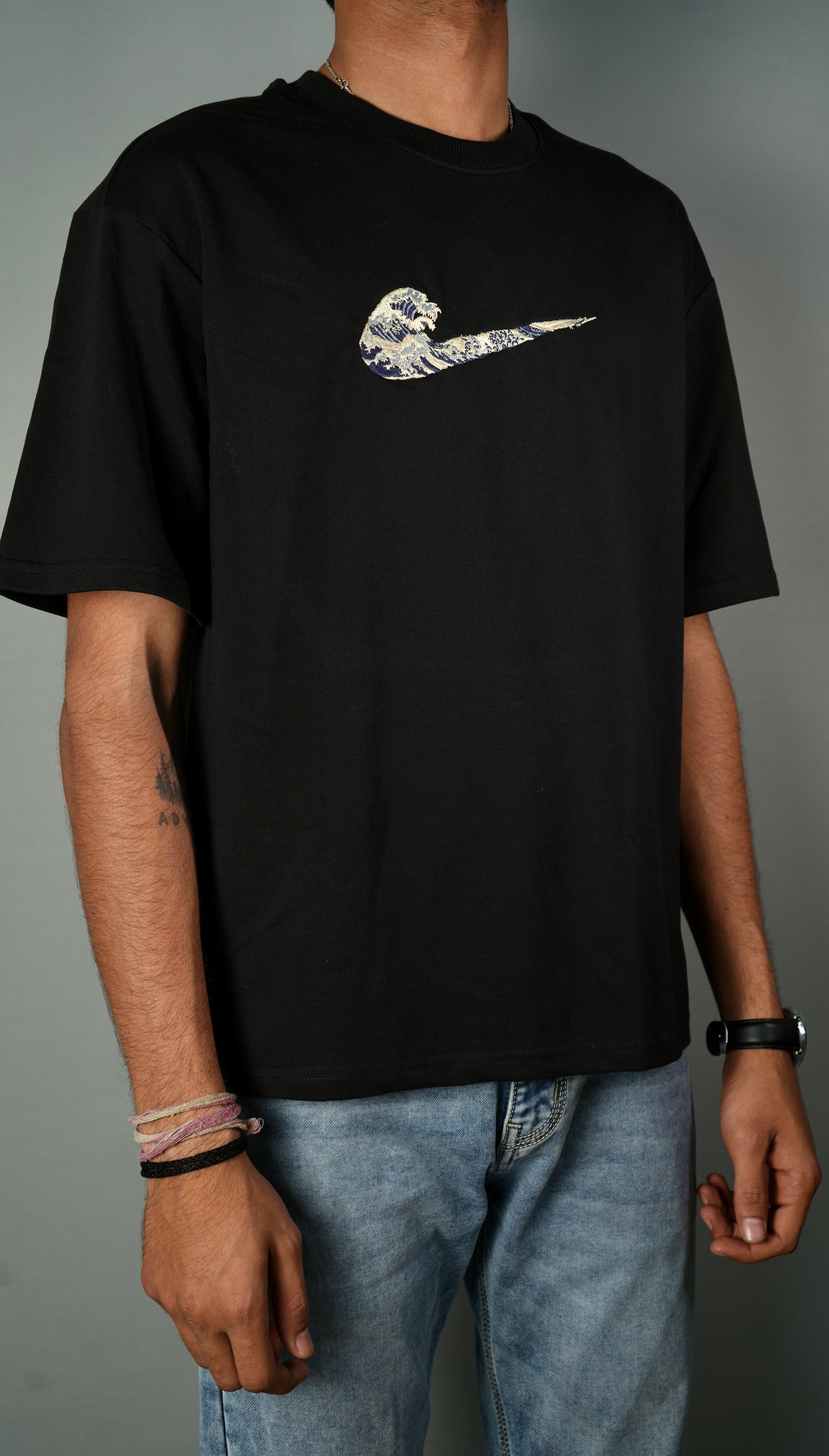 The Rising Waves Embroidery Oversized T-shirt
