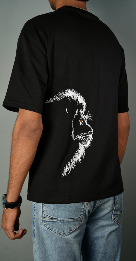 White Lion Embroidery Oversized T-Shirt